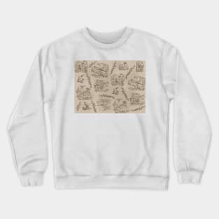 Birds (Burnt wood on Parchment) Crewneck Sweatshirt